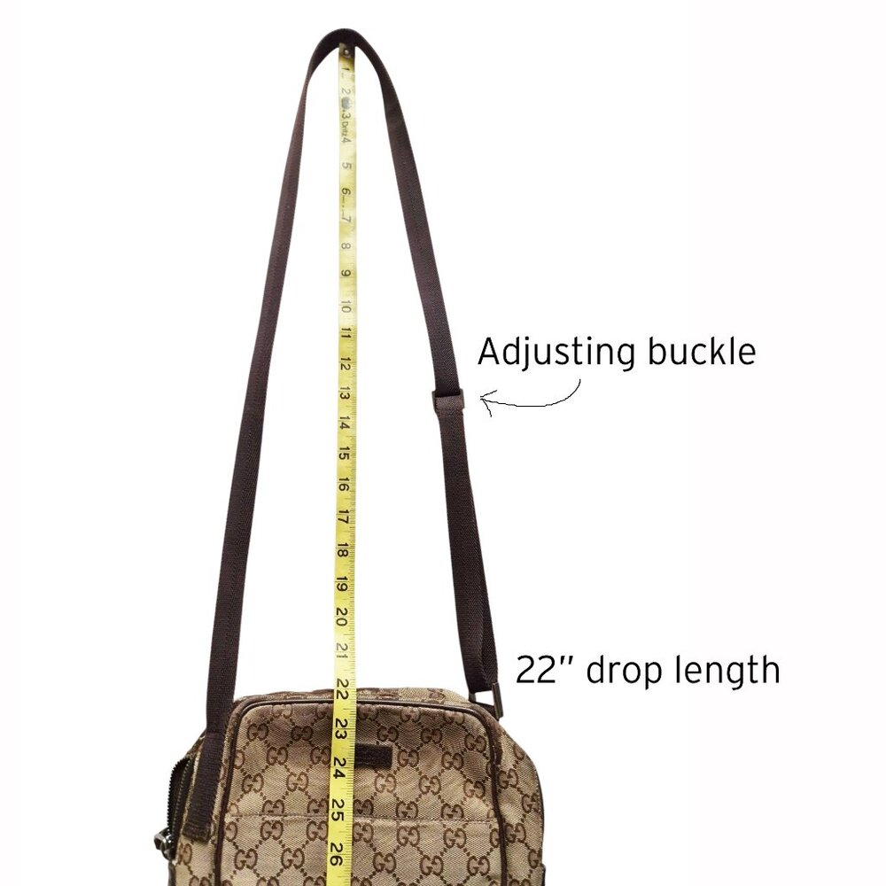 GUCCI Original GG Pattern Canvas Crossbody Camera Bag Classic Leather Trim - Picture 5 of 16